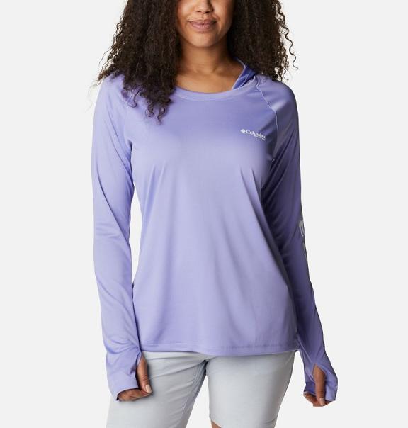 Columbia PFG Tidal Tee Hoodies Blue White For Women's NZ49762 New Zealand